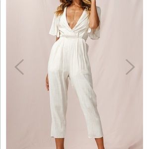 Dana Straight Leg Collared Neck Jumpsuit White